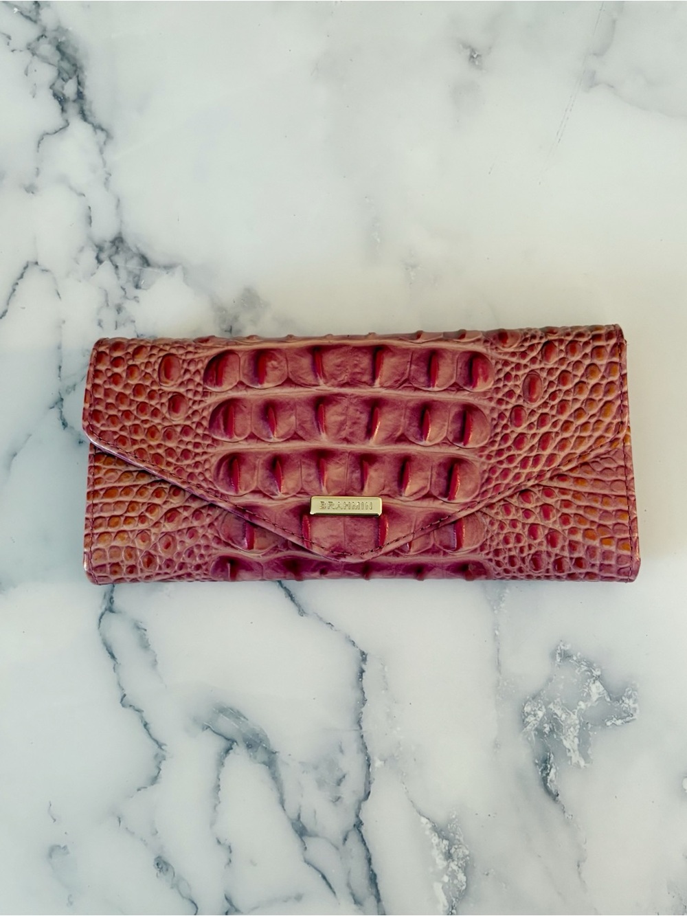 Brahmin Veronica Rouge Blush Leather Envelope Full Size Wallet